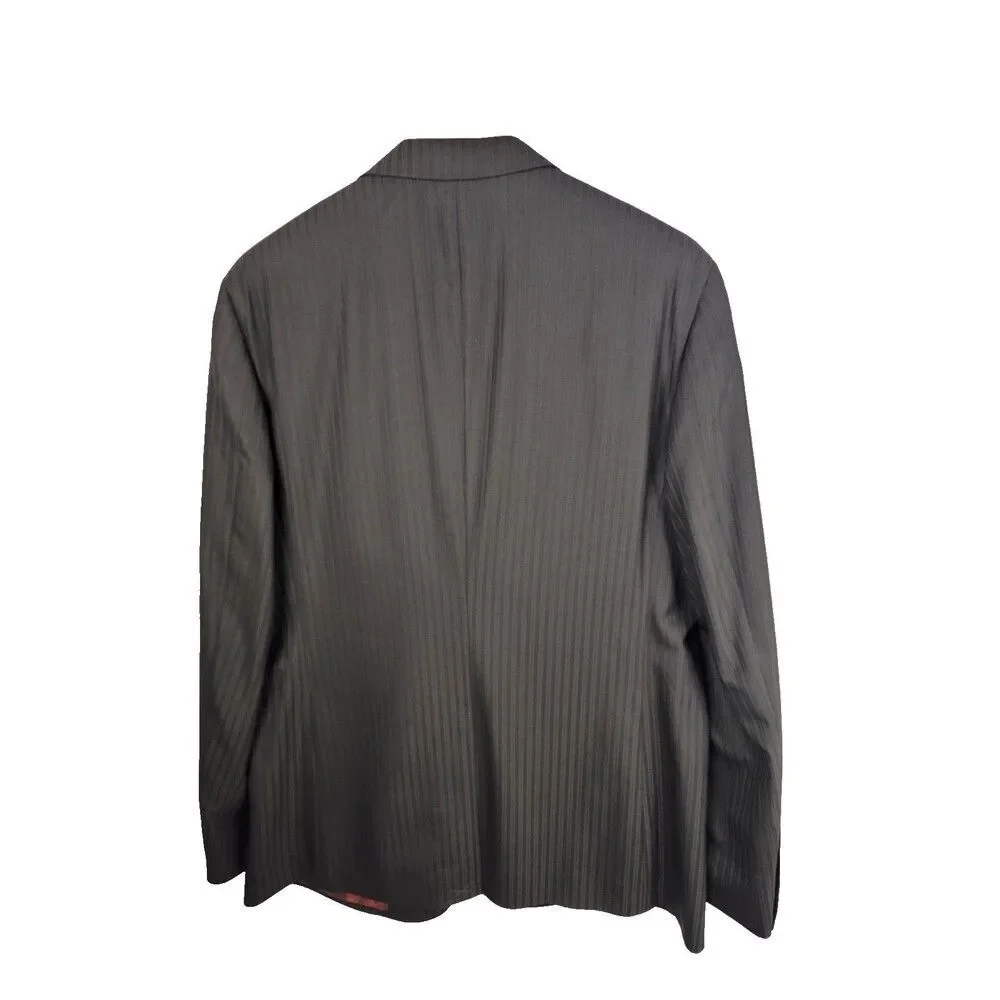 Ted Baker Endurance 44L Wool Pinstripe Blazer Jacket Black Gray with Red Jacqu